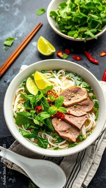 Obraz Noodle soup with duck