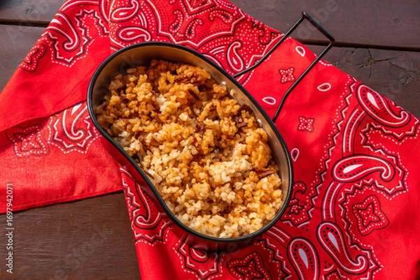 Obraz アウトドアで飯ごう　 campsites using a mess kit