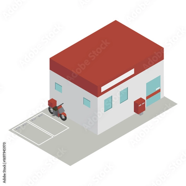 Fototapeta アイソメトリックな郵便局の建物をイメージした素材