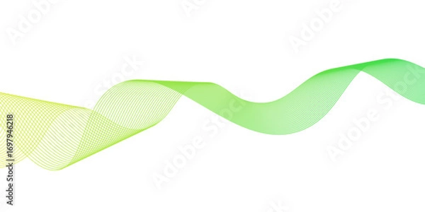 Fototapeta Smooth stylish abstract green wave background,dots on a whit clean and fresh background,green lines vector banner template background design.green wave melody lines on white background,