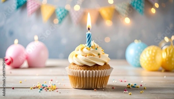 Obraz Festive birthday cupcake