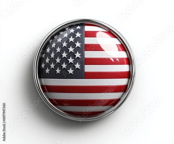 Fototapeta Circular icon with american flag design on white background
