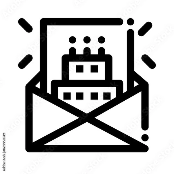 Fototapeta line art icon of a invitation for a birthday event