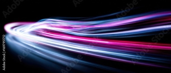 Obraz Vibrant Light Trails in Motion Creating Dynamic Abstract Background with Bright Neon Colors and Long Exposure Effect