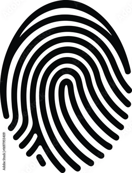 Fototapeta Black Fingerprint Silhouette On White Background