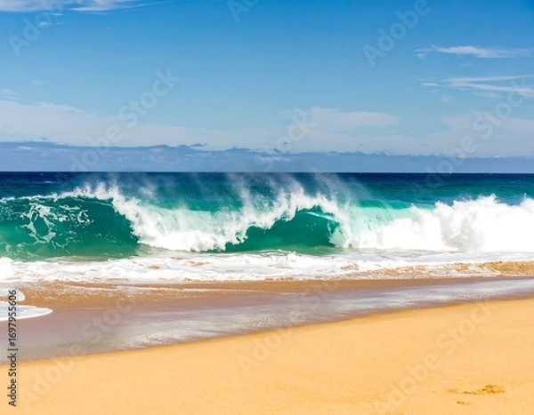 Obraz Ocean wave crashing on sandy beach