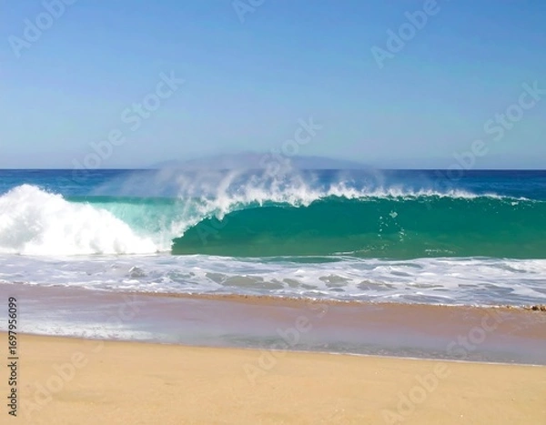 Obraz Ocean wave breaking on sandy beach