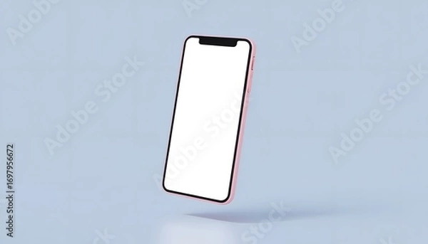 Fototapeta Sleek Smartphone Mockup Modern Device Display with Blank White Screen, Pink Frame, and Floating Design for App or Website Showcase