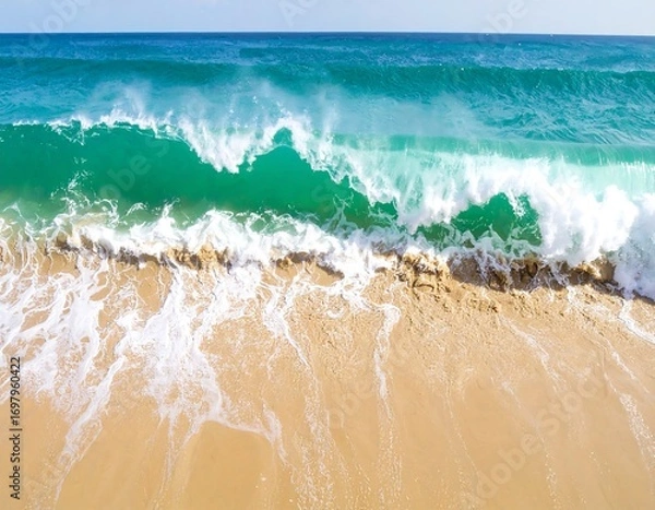Obraz Ocean waves crashing on a sandy beach (1)