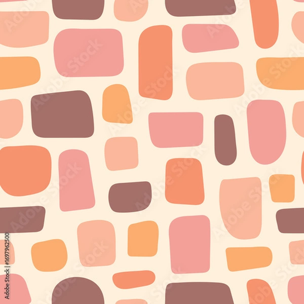 Fototapeta Seamless pattern with abstract shapes in a cool, modern color palette. A trendy design
