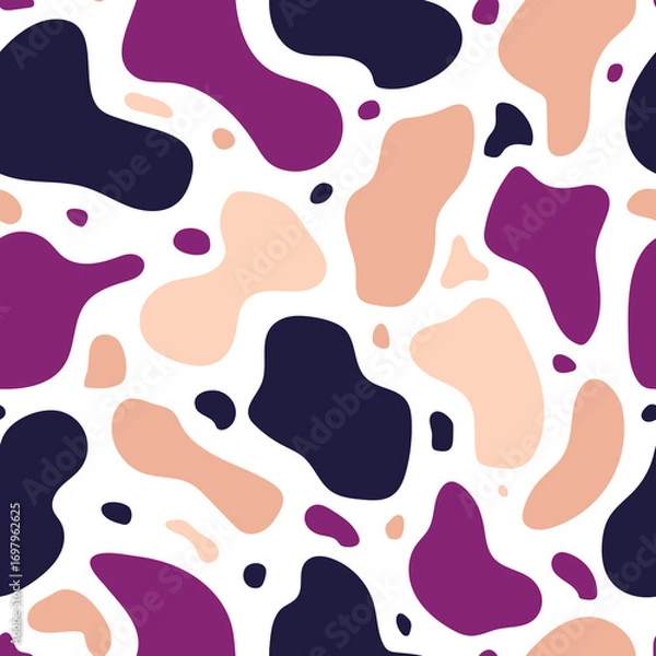 Fototapeta Seamless pattern with organic shapes in a stylish, colorful color palette. Trendy design