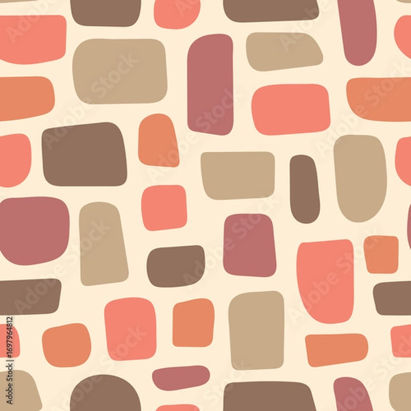 Fototapeta Seamless pattern with abstract shapes in a cool, modern color palette. A trendy design