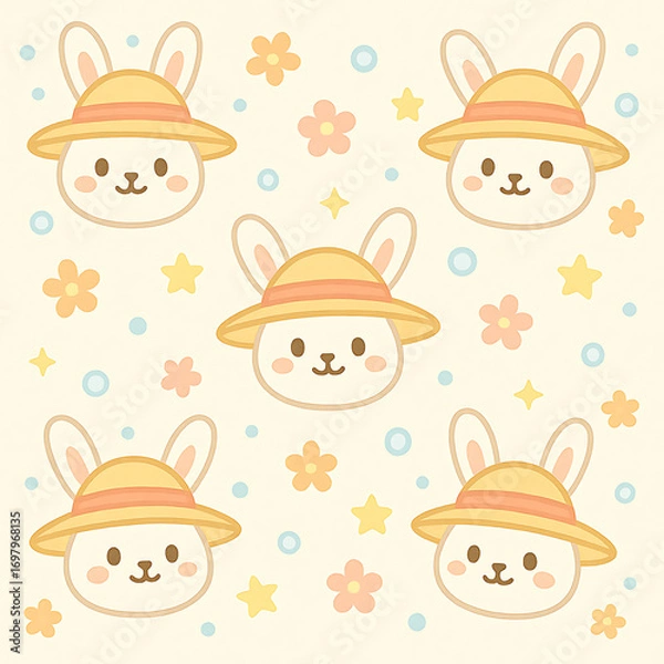 Fototapeta rabbit with hats kawaii