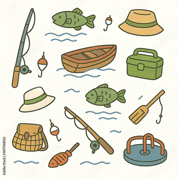Fototapeta seamless pattern with fishing