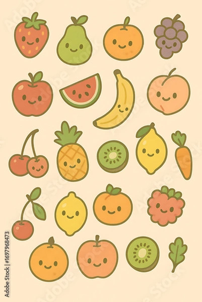 Fototapeta seamless pattern with fruits