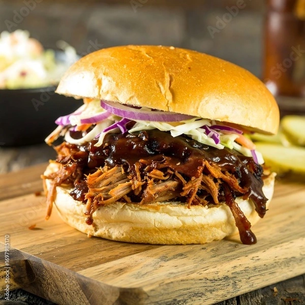 Obraz Pulled pork sandwich on a bun