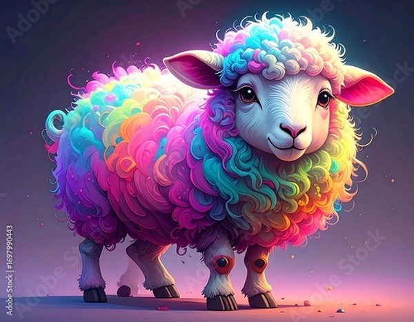 Obraz Rainbow sheep illustration