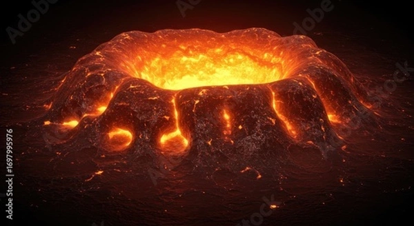 Obraz Molten volcano crater in darkness