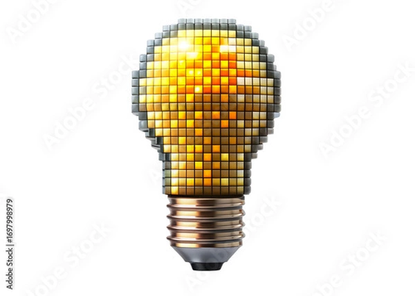 Fototapeta glowing pixelated lightbulb png image on transparent background