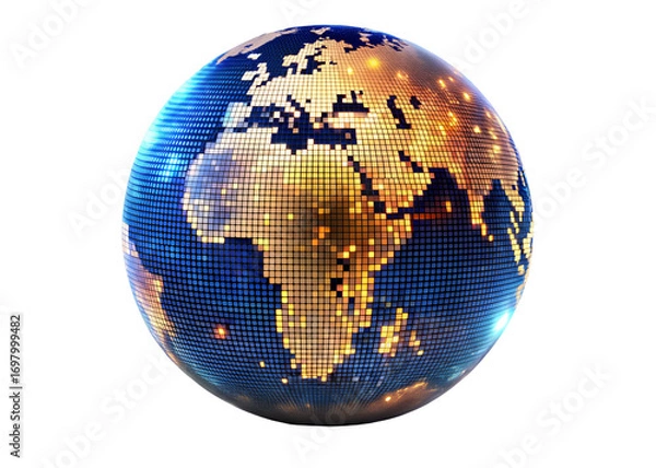 Fototapeta glowing pixelated earth png image on transparent background