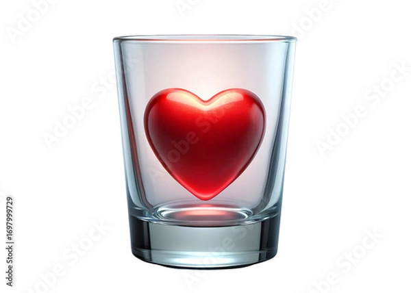 Fototapeta glowing red heart inside glass png image on transparent background
