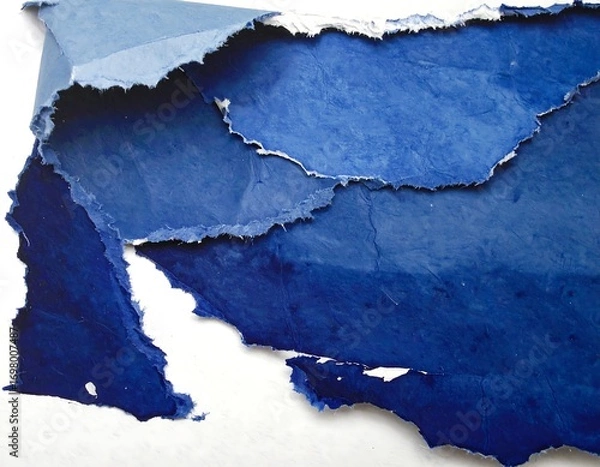 Obraz Ripped blue paper layered abstract
