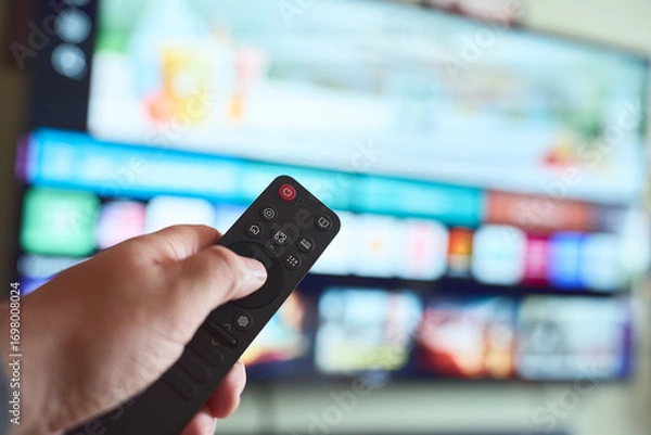Obraz Choosing a show with a remote control