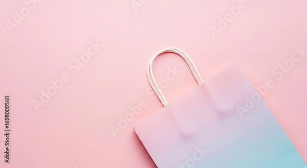 Fototapeta Pastel Gradient Shopping Bag on Minimal Pink Background for Elegant Branding