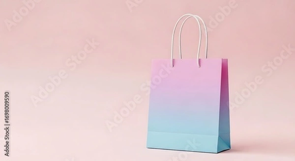 Fototapeta Pastel Gradient Shopping Bag on Minimal Pink Background for Elegant Branding