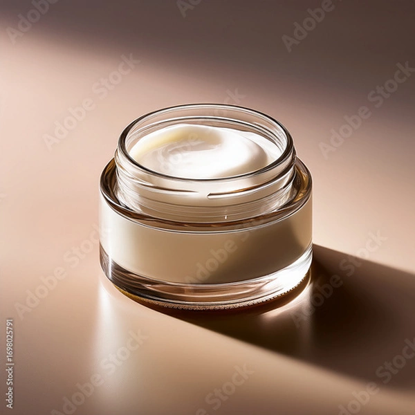 Fototapeta Jar of cream isolated on light background