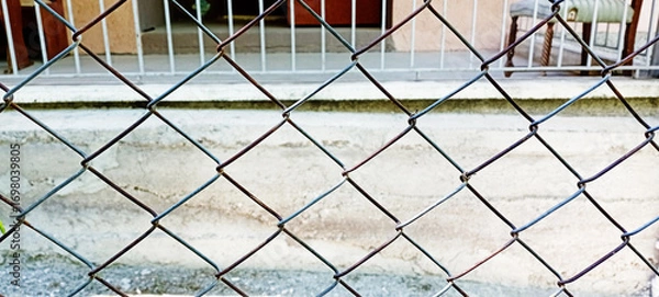 Fototapeta High Resolution Isolated Chain-Link (Or Wire Net Or Wire-Mesh) Fence On A White Background