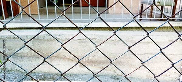 Fototapeta High Resolution Isolated Chain-Link (Or Wire Net Or Wire-Mesh) Fence On A White Background