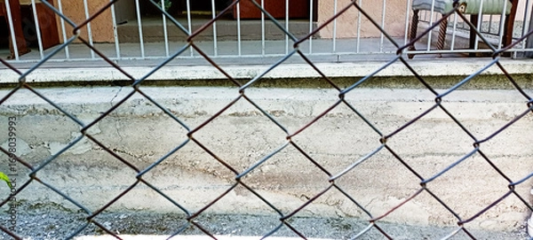 Fototapeta High Resolution Isolated Chain-Link (Or Wire Net Or Wire-Mesh) Fence On A White Background