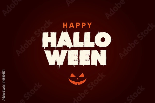 Fototapeta Happy Halloween tekst logo z dyni. Edytowalny projekt wektorowy.