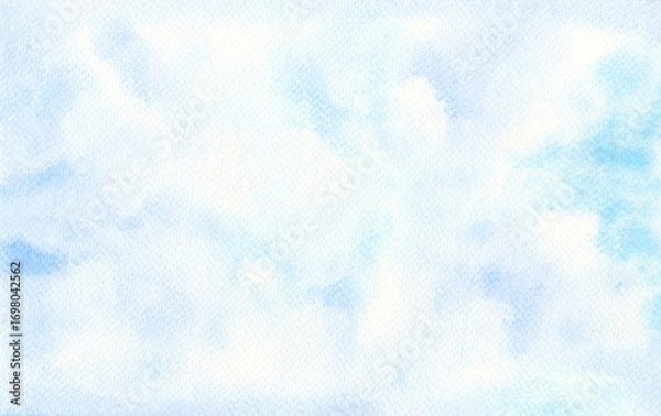 Fototapeta Cloudy Sky Watercolor Background with Hand-Painted Texture for Design and Decoration