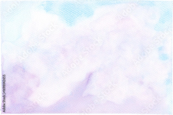 Fototapeta Cloudy Sky Watercolor Background with Hand-Painted Texture for Design and Decoration