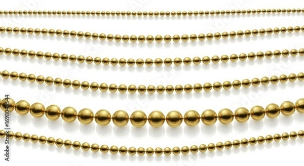 Fototapeta Golden Bead Strings on White Background