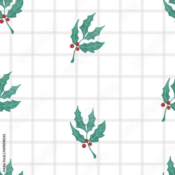 Fototapeta Christmas Seamless pattern with floral branches. Perfect for Christmas paper, fabric and gift designs