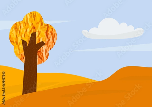 Obraz autumn landscape with tree , blue sky