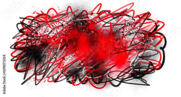 Fototapeta Expressive Red Graffiti Spray element isolated on transparent background