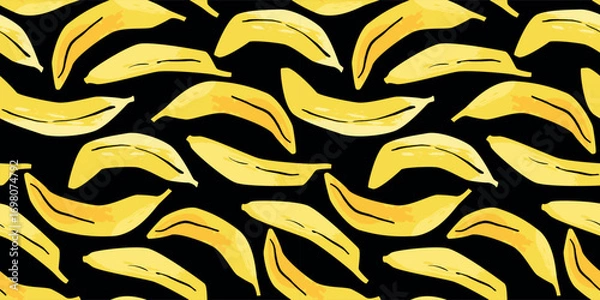 Fototapeta Vector seamless pattern with abstract bananas. Trendy hand drawn art textures. Modern abstract design for paper, cover, fabric, interior decor and other
