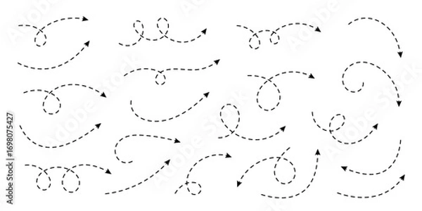 Fototapeta Curved Arrows with Dashed Lines Collection