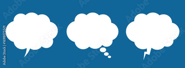 Fototapeta Speech or think bubble, empty communication cloud. Thought cloud. Think bubble in white color.