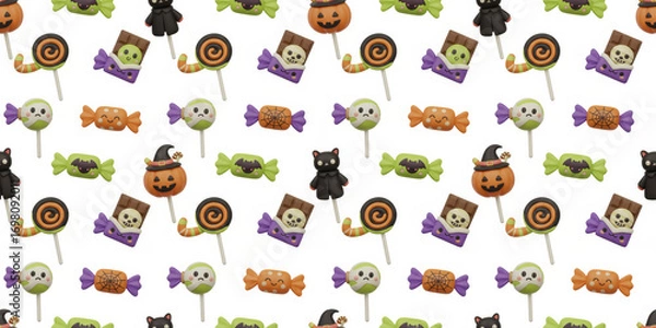 Fototapeta Spooky Sweet Halloween Candy Pattern: A Delightful Design for Autumn Festivities
