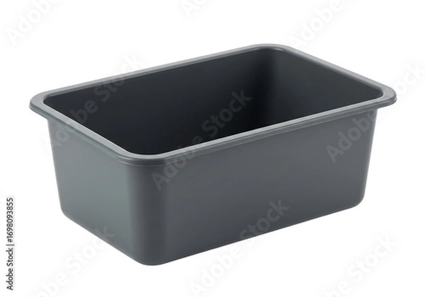 Fototapeta Gray plastic storage container empty box rectangular shape transparent background