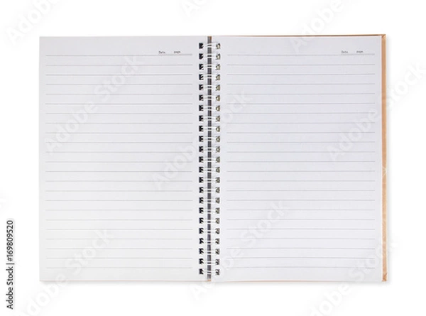 Fototapeta Open blank notebook on white