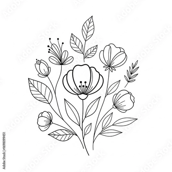 Fototapeta Minimalist Botanical Line Art