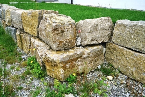 Obraz Stone wall with large square stones