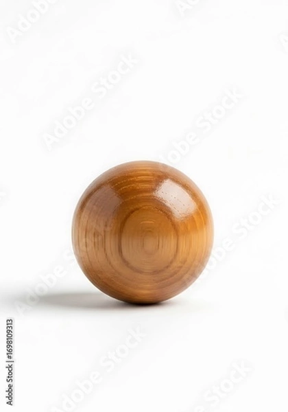Fototapeta Minimalist wooden sphere displaying natural grain and polished texture