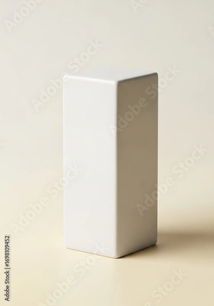 Fototapeta Minimalistic White Plinth, Geometric Shape Against Neutral Backdrop
